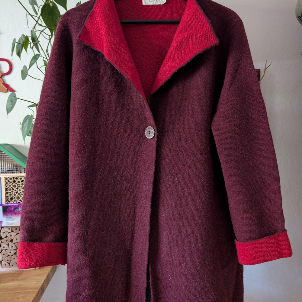 Elegant Burgundy Wool Coat